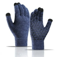 Зимно синьо надграден сензорен екран срещу плъзгане ръкавици еластични термични меки плетени лигавици за мъже жени