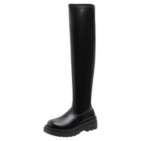 Josdec женски ботуши Clearance Madden NYC Boots Shoes Zip Color Color Color Color Winter Winter над колянните рицарски ботуши, черно, 35