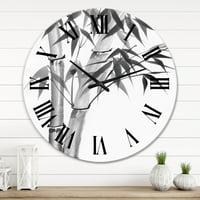 Art DesignArt 'Vintage Monochrome Bamboo' традиционен часовник на стената в. Широк в. Високо