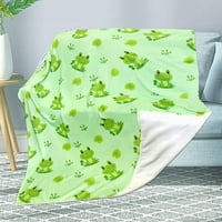 Жаби одеяло за деца мека дивана стая kawaii flannel хвърляне на зелено одеяло декор за момичета момчета