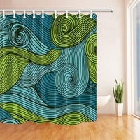 Резюме ръчно изтеглена вълна вектор текстура полиестер тъкан завеса за баня, завеса за душ баня