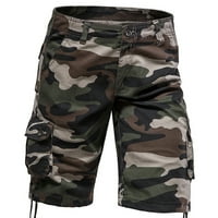 CaCommark Pi Men's Shorts Clearance Camouflage Work Shorts Средни таисти с много джоба панталони от пет части зелени 12