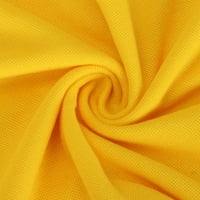 Мъжки два костюма свободни прилепнали твърди цветове с къс ръкав с цини с цини и теглене дълги панталони ежедневни еластични трайни комплекти жълти xxl