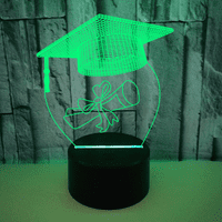 Бакалавърска капачка 3d нощна светлина цветна с допир дистанционно управление 3D илюзионна лампа за дипломиране - черна седалка