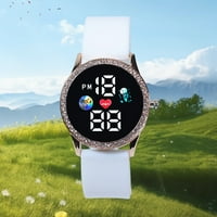 Litie Unise Watch, Rhinestone Bezel Точен цифров часовник с Времето с регулируема силиконова каишка лесна за четене