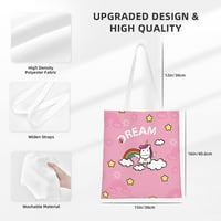 Памучно платно за многократна употреба, тотална чанта, розова мечта за еднорог, измита преносима чанта за хранителни стоки за ежедневно пътуване