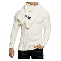 LEESECHIN SALFS CLEARANS Мъжки зимен ежедневен пуловер за опаковане на шията с дълъг ръкав в твърд цвят