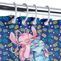 Аниме Stitch3d отпечатана баня за душ завеса с душ завеси, селска къща празнична баня декор ， 150x, многоцветна
