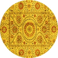 Ahgly Company Indoor Round Abstract Yellow Modern Area Cugs, 7 'Round