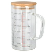 Чаша за измерване на стъкло, v оформена чаши за кафе на дюзата ясна мащаб широка дръжка различни размери за кафене за кухня за дома 600мл