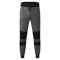Cara Lady Men's Slim Pocket Zipper Design Мъжки цвят блокират ежедневни панталони тъмно сиво xxl