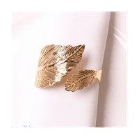 Пръстени на салфетки с листа от комплект златни пръстени за салфетки за настройване на масата, рожден ден, парти на настройка на масата
