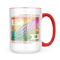 Необръщайте поздрави от Lehi, винтидж подарък за чаша за пощенски картички за любители на чай за кафе