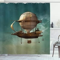 Sonernt Fantasy душ завеса, сюрреалистично небе пейзаж Steampunk Sci Fi Stardust Space Image, плат Платен декор за баня комплект с куки,, тил и кафяв