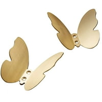 Баня четка златен месингов пеперуда куки куки стена монтирана декоративна кука шапка халба закачалки за домашен декор