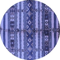 Ahgly Company Machine Pashable Indoor Round Oriental Blue Industrial Area Cugs, 6 'кръг