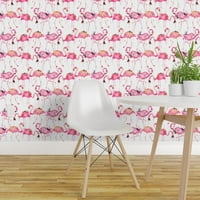 Swatch на Peel & Stick Wallpaper - Големи мащаб, розов, фламинго, акварел, тропически, птици, животни, боя