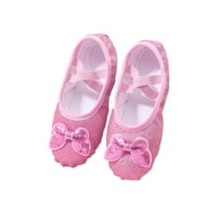 Момичета балерина танцови обувки лъскави меки танцови упражнения обувки деца балет апартаменти розов размер 1. Малко дете