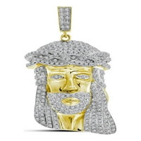 Бижута 10kt жълто злато мъжки кръг диамант Исус лице Чар чар висулка 1- cttw
