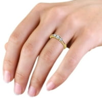 Diamond Milgrain Три каменни пръстени с розов турмалин на страничната лента 0. CT TW в 14K жълто злато.size 7.0