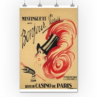 Mistinguett - Bonjour Paris Vintage Poster France C