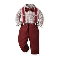 Бебешки дрехи малко дете бебе момчета джентълмен вратовръзка твърди тениски върхове+панталони от суспендари CHMORA