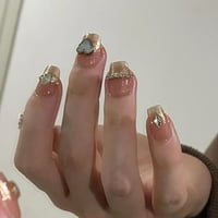 Feildoo къса преса върху нокти златни фалшиви нокти Френски връх за лепило върху нокти