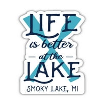 Smoky Lake Michigan Suvenir Vinyl Decal Sticker Paddle Design 4-Pack