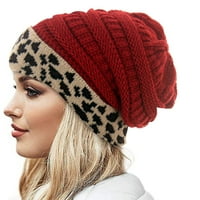 Tawop зимни шапки за жени дамски унизинг плетен шапка зима дебела леопардова руно облицовани топли шапки за топли шапки кафе кафе
