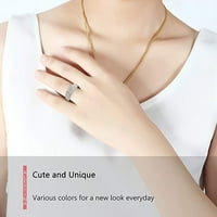 Нископрофилни пръстени за жени момичета цвят неръждаема стомана геометрия бижу Размер 5- Подаръци за пръстени