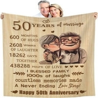 -Дек 50 -годишнина подаръци за одеяло - Подарък за 50 -та годишнина от сватбата - Златни години на брачни подаръци за татко, мама, дядо, баба, баба и дядо - 50 -и за съпруг съ