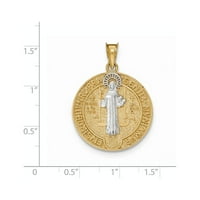 14k жълто злато с родов кръг св. Бенедикт медал висулка чар