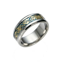 Mnjin титанов стоманен драконов пръстен със сребърен златен дракон от неръждаема стомана пръстен сребро 8