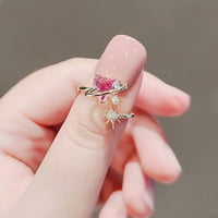 Розов отворен пръстен за жена тенденция пълноценно до сърце дами дами бижута сърце кухи пръстени за жени