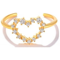 Toyella Geometric Heart-to-Heart Diamond Ring Gold Style2
