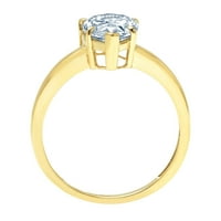 1. CT блестящ круша режещ прозрачен симулиран диамант 18k жълто злато пасианс пръстен SZ 8