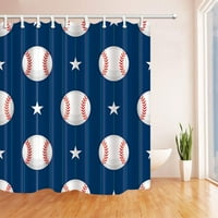 Бейзболи и звезди на синия фон полиестер плат за баня за баня