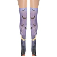 Разчистване под женски бледо лилав тъмен Хелоуин грим костюм коляно чорапи копринени чорапи