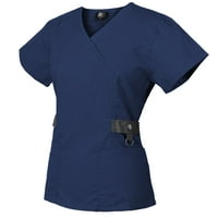 Medgear с 12 джоба на женски скраб със сребърен детайл и контрастна облицовка, флот, 3XL