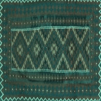 Ahgly Company Machine Wareable Indoor Rectangle Southwestern Turquoise Blue Country Area Rugs, 8 '10'