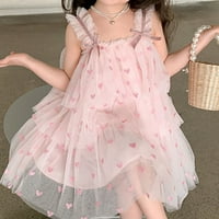 Малки деца момичета бебешка рокля от суспендъри през лятото прекрасно отпечатани средни млади принцеси принцеса мреж