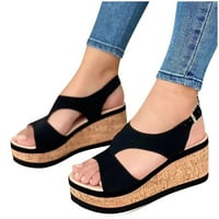 Женски сандали Отворен пръст на крана на глезена Платформа за клин Небрежни обувки за комфорт Лято обличане на плажа Пътуване