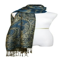Paisley Jacquard шал женския моден шал дълъг мек акцент обвивка в синьо злато