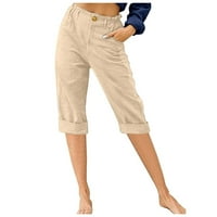 Разхлабени подрязани панталони за дамски летен плаж Небрежни къси панталони широки крака панталони с джобове отпуснати панталони