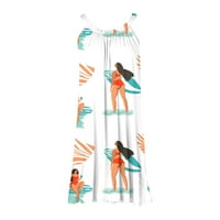 Женски моден летен плаж ежедневен принт без ръкави сладка мини рокля с прашка
