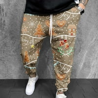 Мъжки суитчъни мъже Небрежни модни суитчъни Коледа 3D отпечатани еластични панталони Рунени панталони Мъже широки рокли за крака Панталони