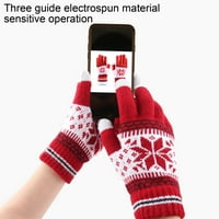 Чифт колоездачни ръкавици сензорен екран ръкавици снежно цвете, топло плетене на зимни ръкавици Коледни подаръци Пълни за жени мъже