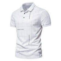 Поло ризи за мъже, мъжки модни отпечатани ризи с къс ръкав бутон Превръщане на яка Редовно прилепване на лятна блуза