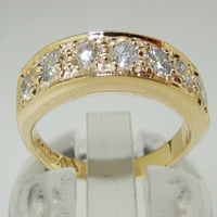 Твърд 10K. Жълто злато натурален диамантен женски лента пръстен