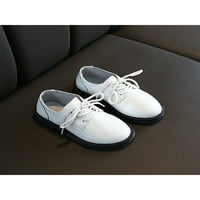 Колиша Момичета момчета кожени обувки Униформени оксфордски официални обувки сватбени леки апартаменти Данък Уайт 3C